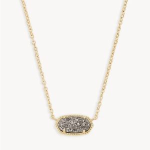 Kendra Scott Elisa 14k Yellow Gold Pendant Necklace in Platinum Drusy